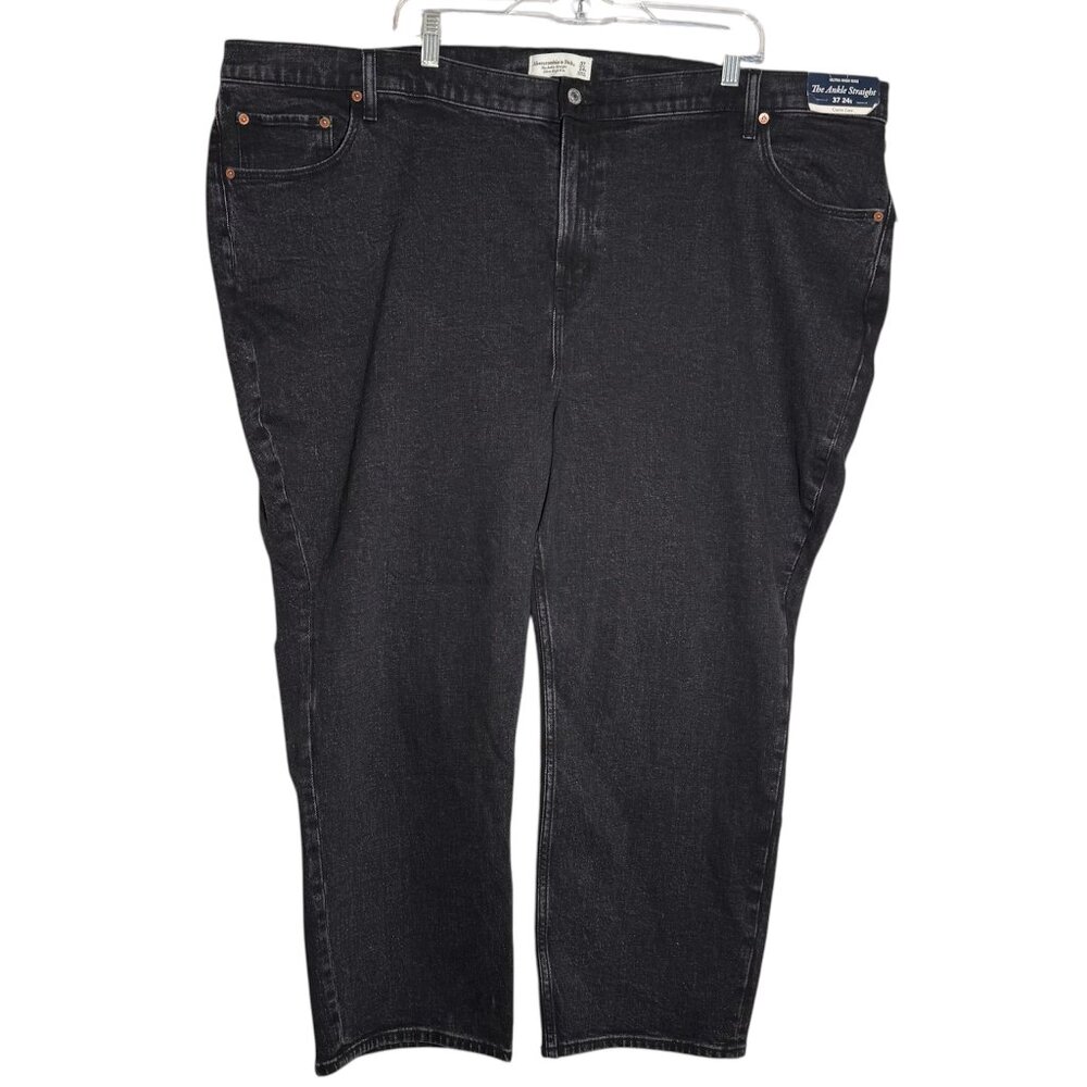 Abercrombie Ankle Straight Ultra High Rise Jean CURVE LOVE Black 37/24 SHORT NWT